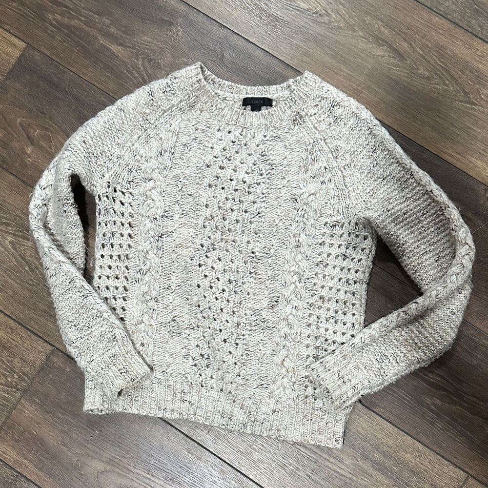 J. Crew Cream wool blend loose Knit Sweater XS